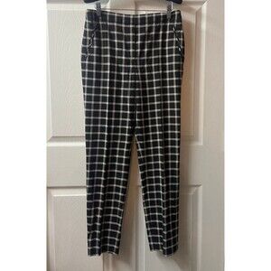 Per Se by Carlisle Checked Pants Womens 6 Black White Plaid Tapered Side Zip